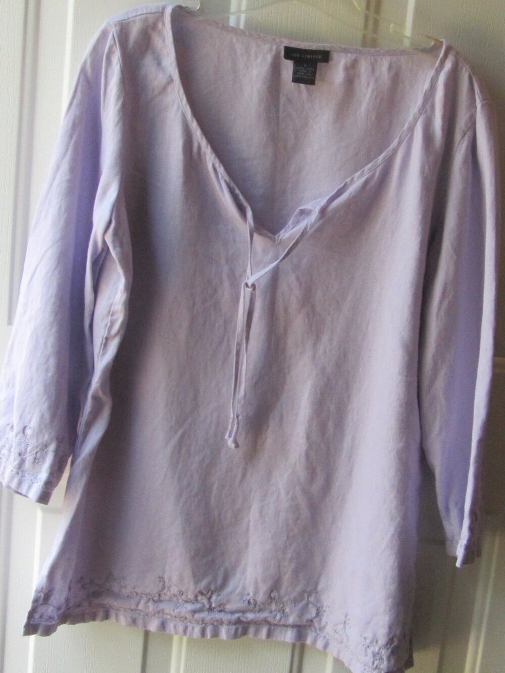 Y2K Lilac Embroidered Linen Tunic from The Limited Size L